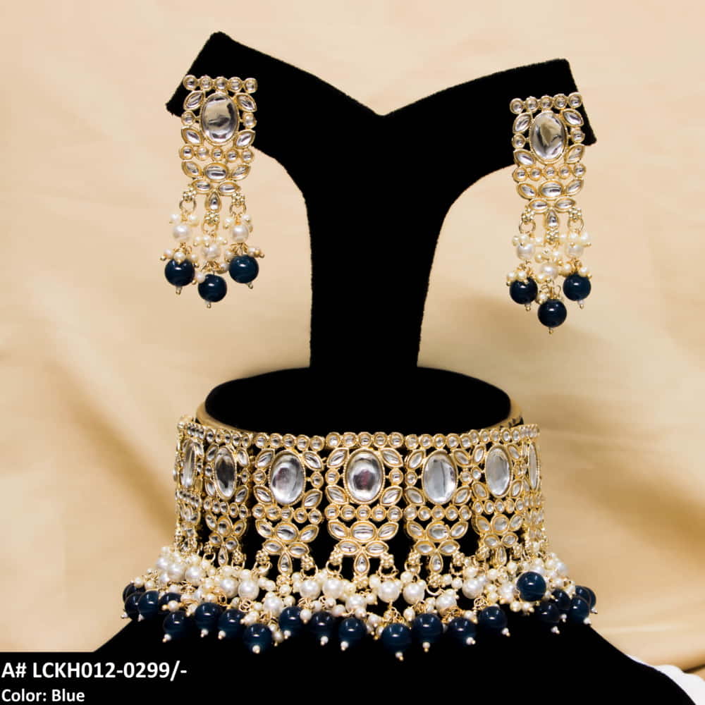 LCKH012 NRT Pearl Kundan Choker set - LCKH