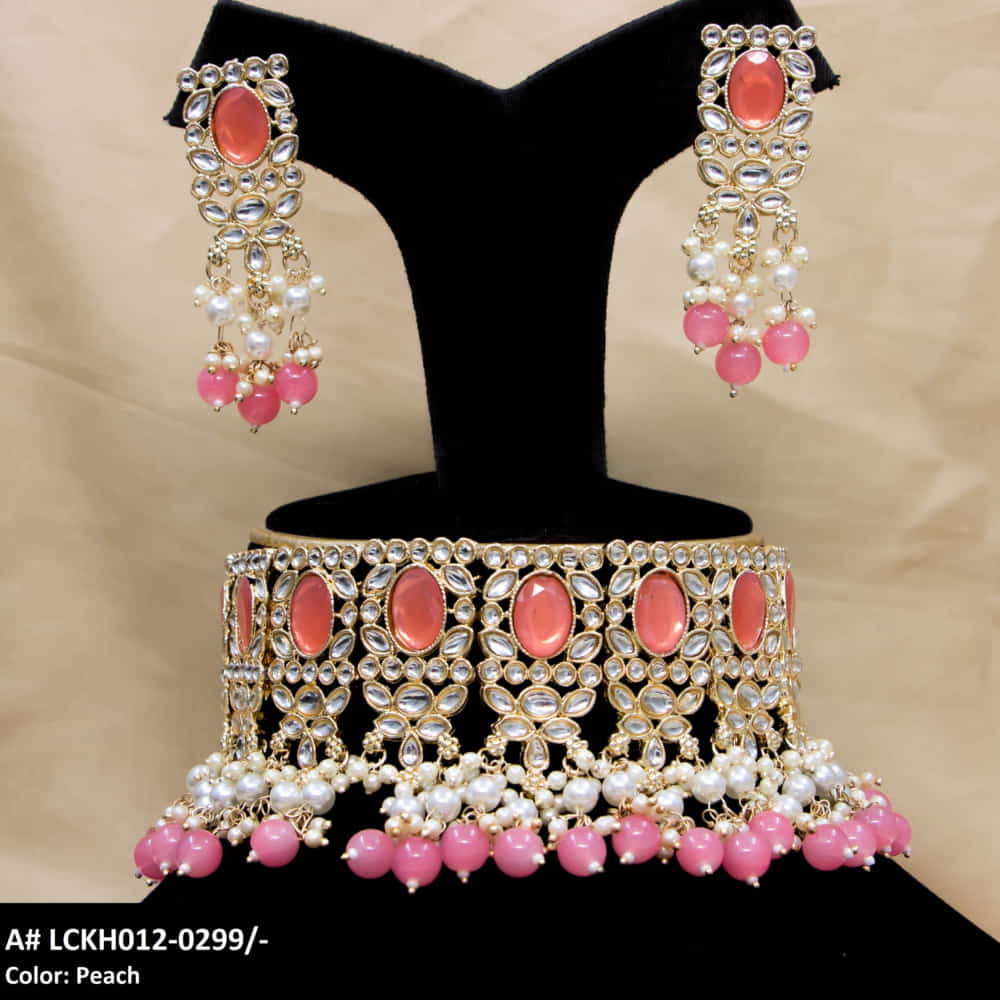 LCKH012 NRT Pearl Kundan Choker set - LCKH