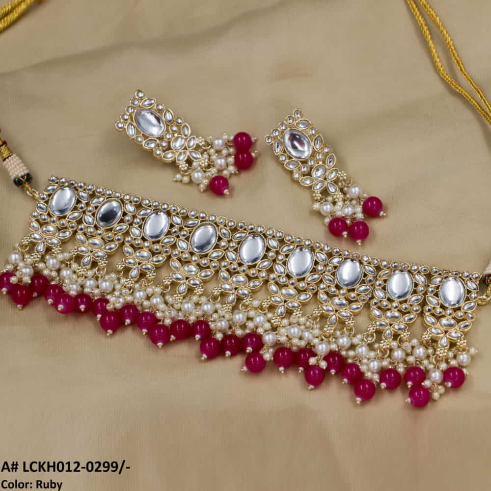 LCKH012 NRT Pearl Kundan Choker set - LCKH