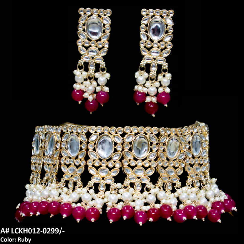 LCKH012 NRT Pearl Kundan Choker set - LCKH