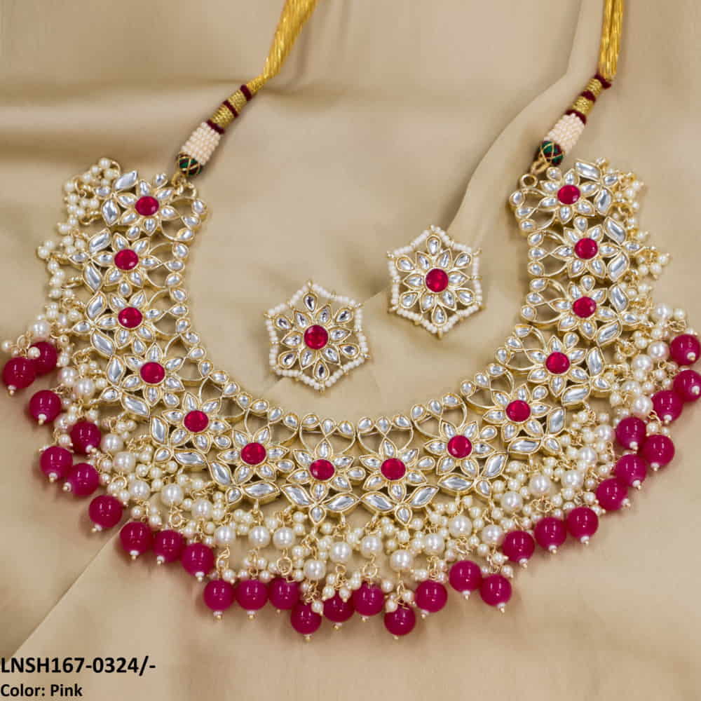 LNSH167 NRT Imp Kundan Pearl Necklace set - LNSH