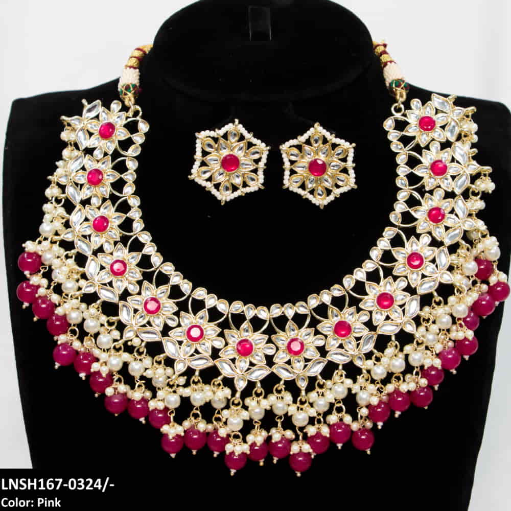 LNSH167 NRT Imp Kundan Pearl Necklace set - LNSH