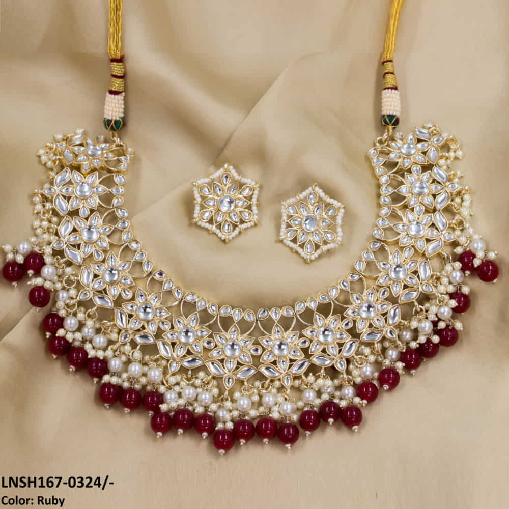 LNSH167 NRT Imp Kundan Pearl Necklace set - LNSH