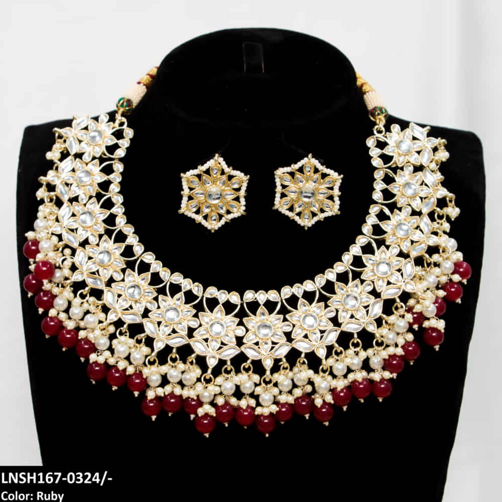 LNSH167 NRT Imp Kundan Pearl Necklace set - LNSH