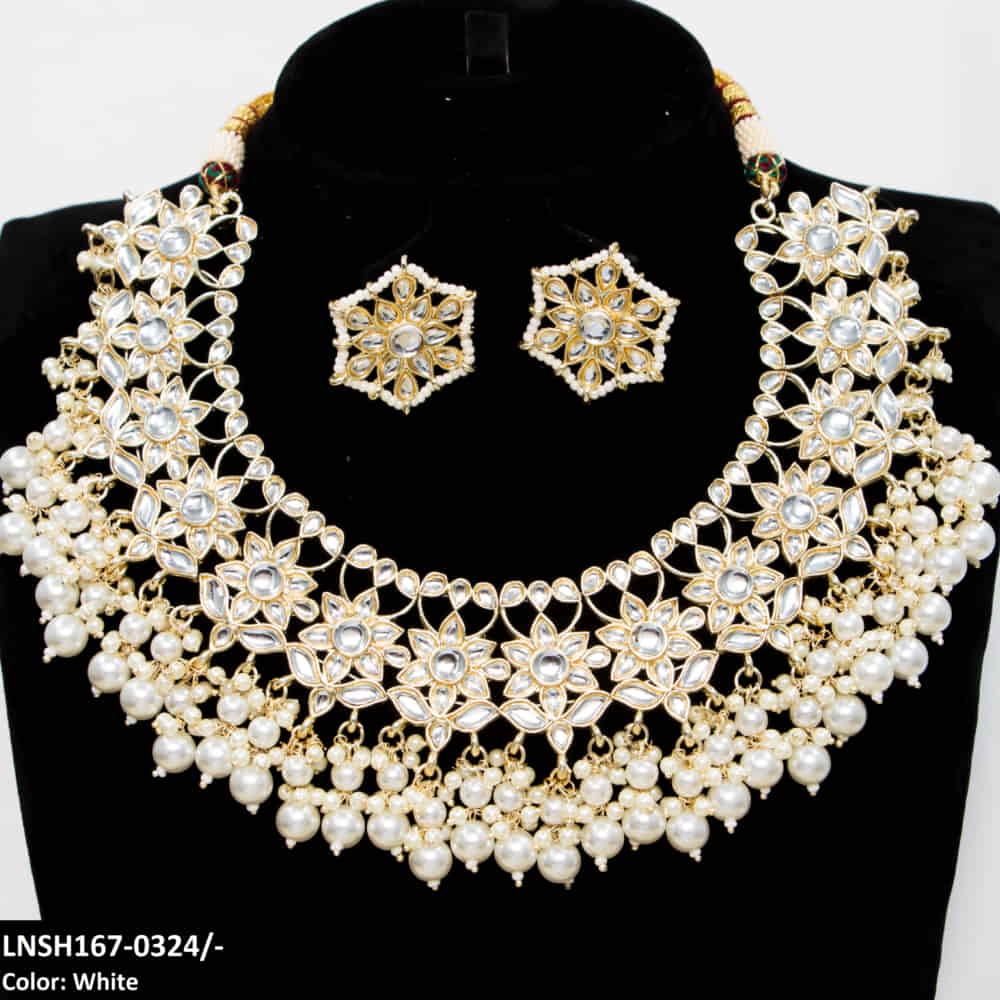 LNSH167 NRT Imp Kundan Pearl Necklace set - LNSH