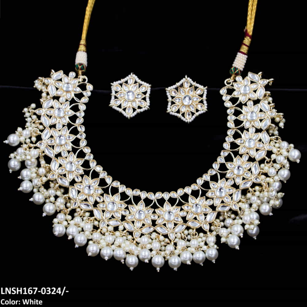 LNSH167 NRT Imp Kundan Pearl Necklace set - LNSH