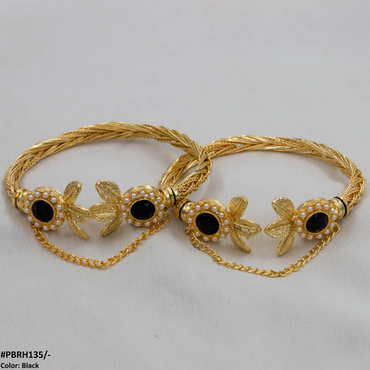 PBRH135 MZM Round Leaf Bangles Pair - PBRH