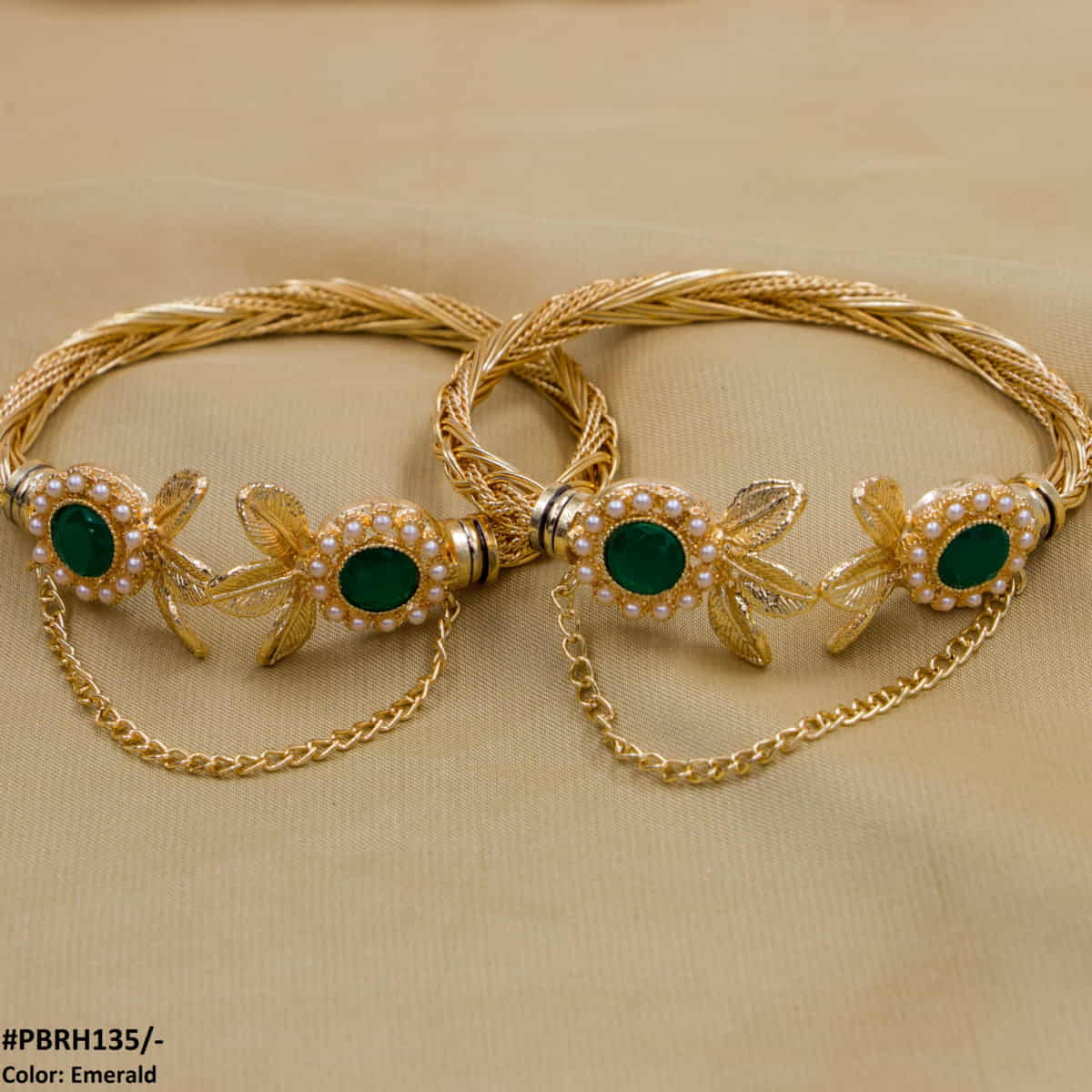 PBRH135 MZM Round Leaf Bangles Pair - PBRH