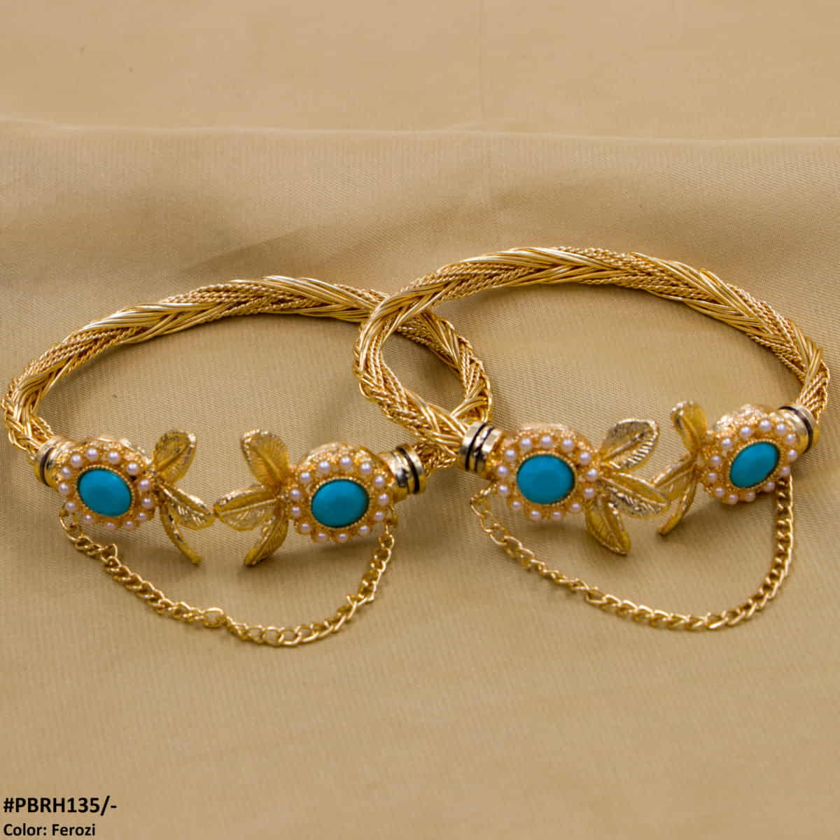 PBRH135 MZM Round Leaf Bangles Pair - PBRH