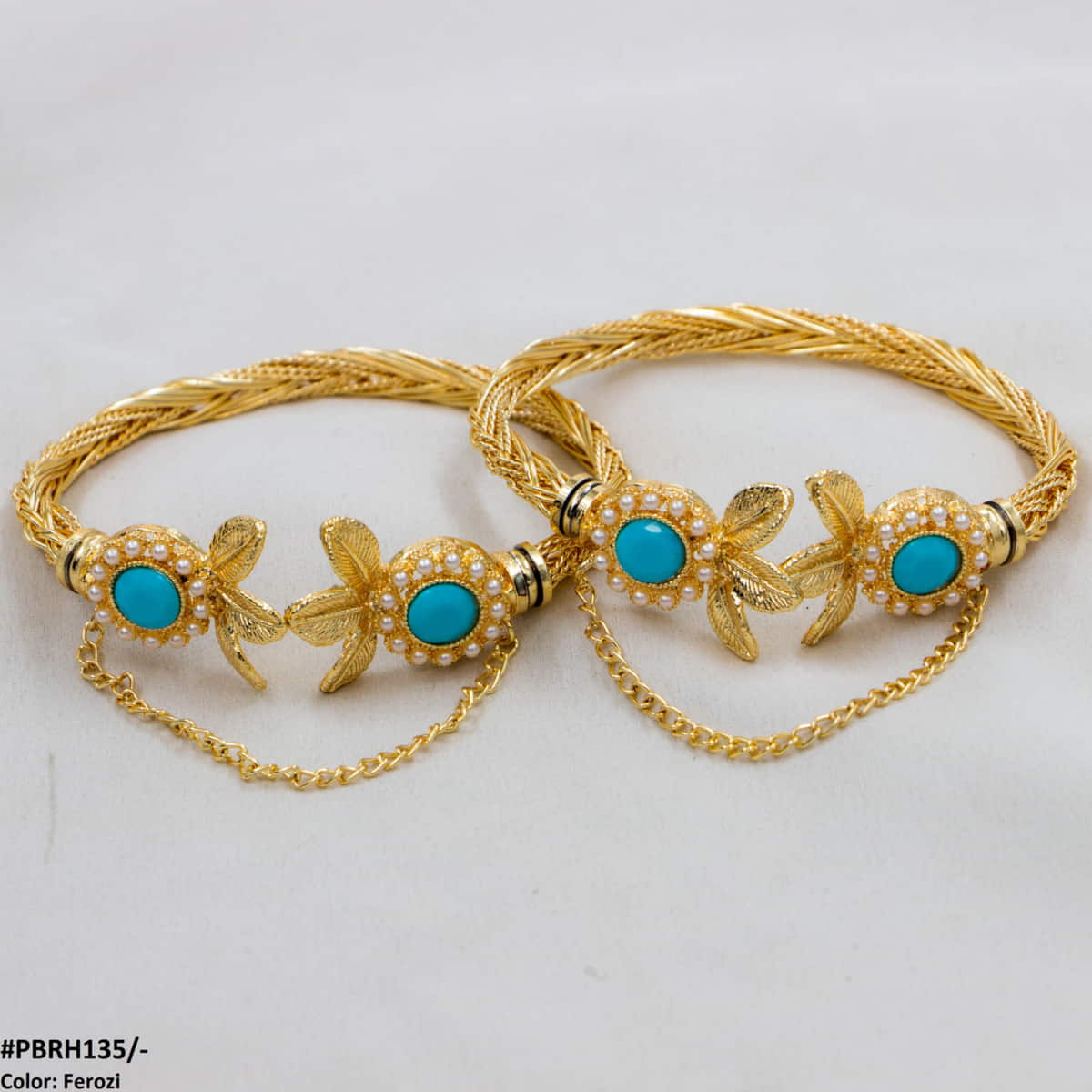 PBRH135 MZM Round Leaf Bangles Pair - PBRH