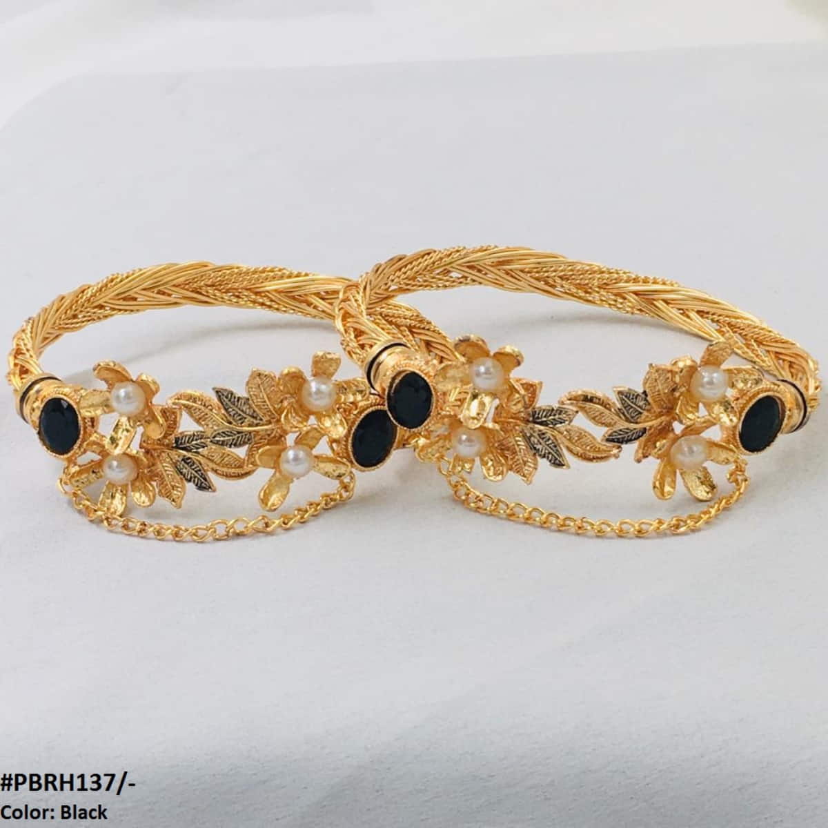 PBRH137 MZM Leaf/Flower Bangles Pair - PBRH