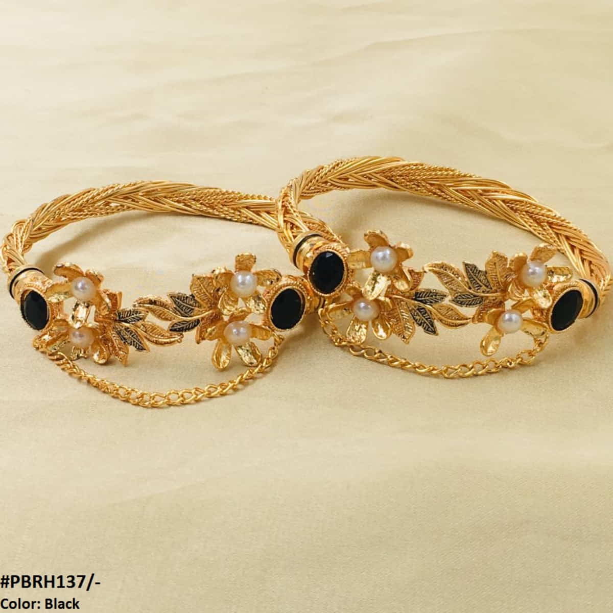 PBRH137 MZM Leaf/Flower Bangles Pair - PBRH