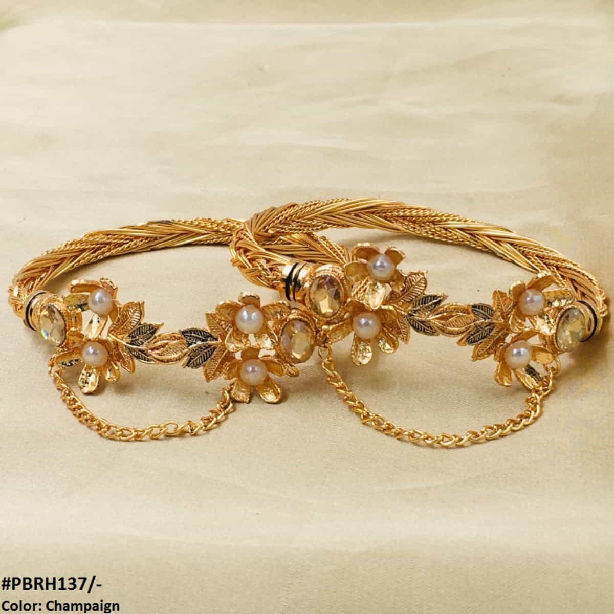 PBRH137 MZM Leaf/Flower Bangles Pair - PBRH