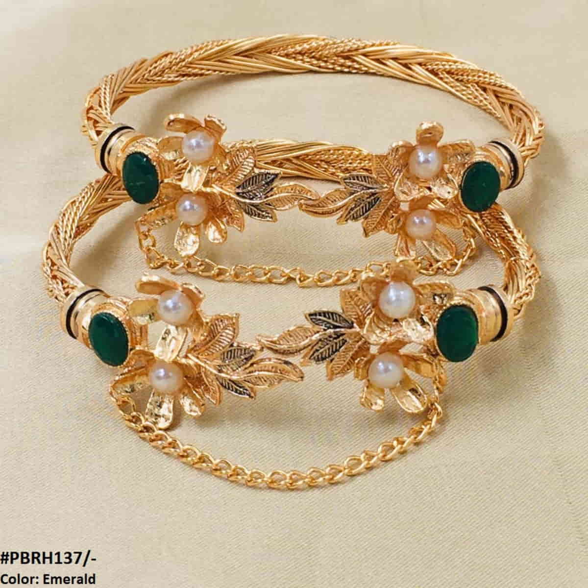 PBRH137 MZM Leaf/Flower Bangles Pair - PBRH