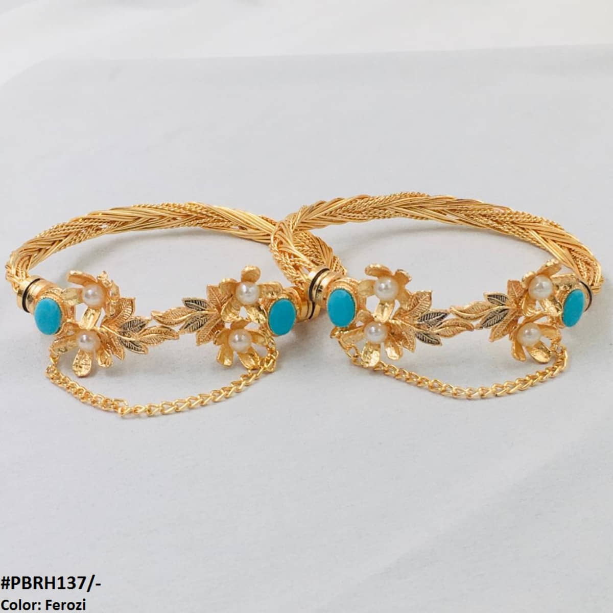 PBRH137 MZM Leaf/Flower Bangles Pair - PBRH