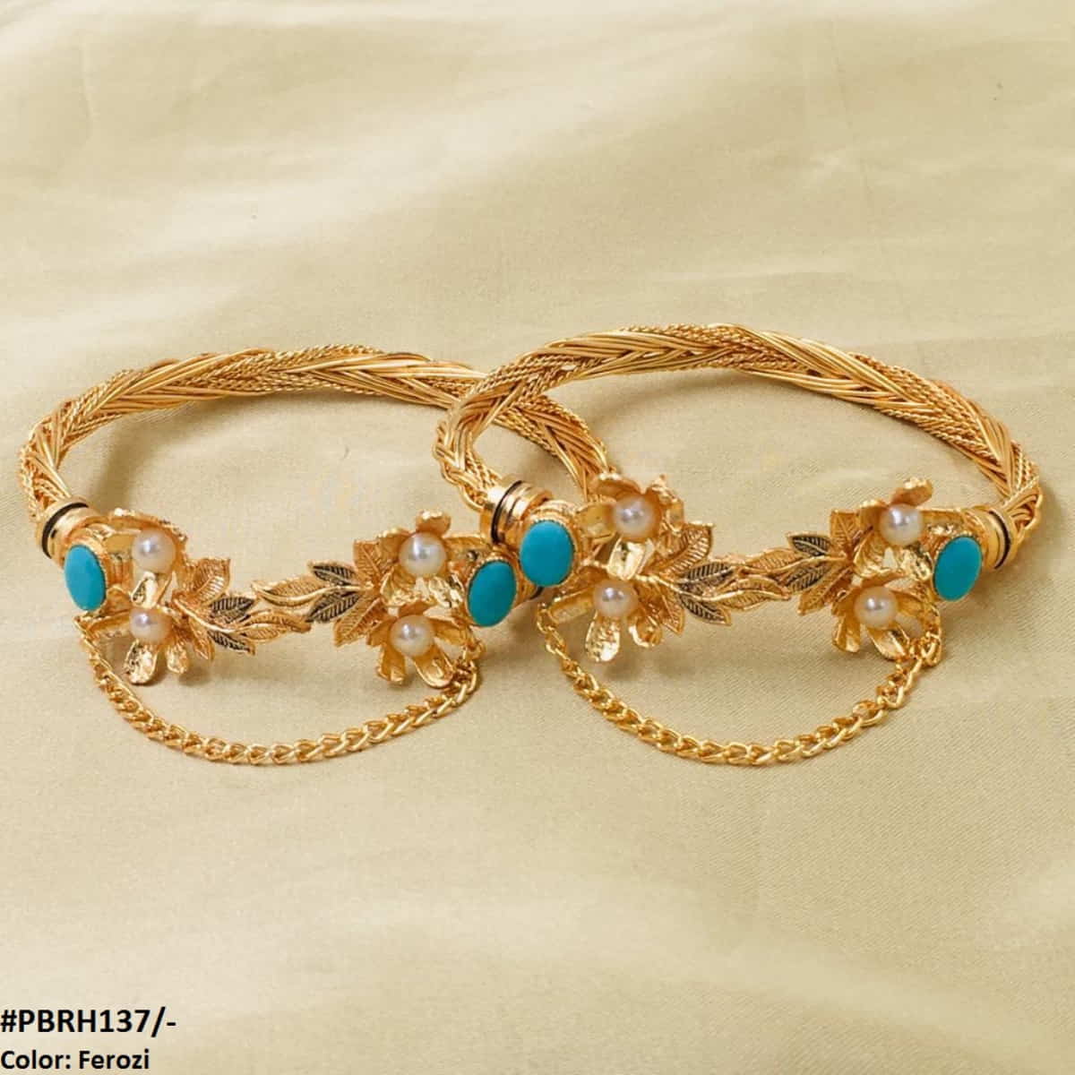 PBRH137 MZM Leaf/Flower Bangles Pair - PBRH