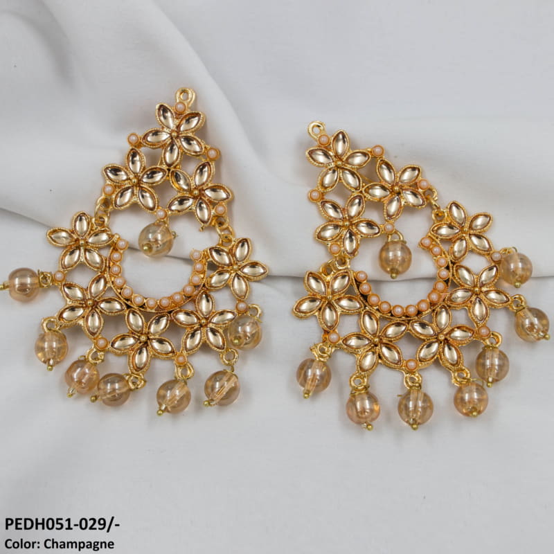 PEDH051 FRN Flower Pearl Drop Earrings Pair - PEDH