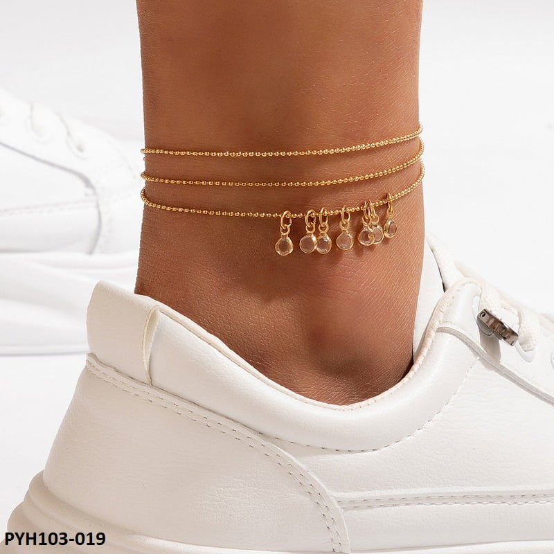 PYH103 YYE Layer Ball Chain Foot Anklets - PYH