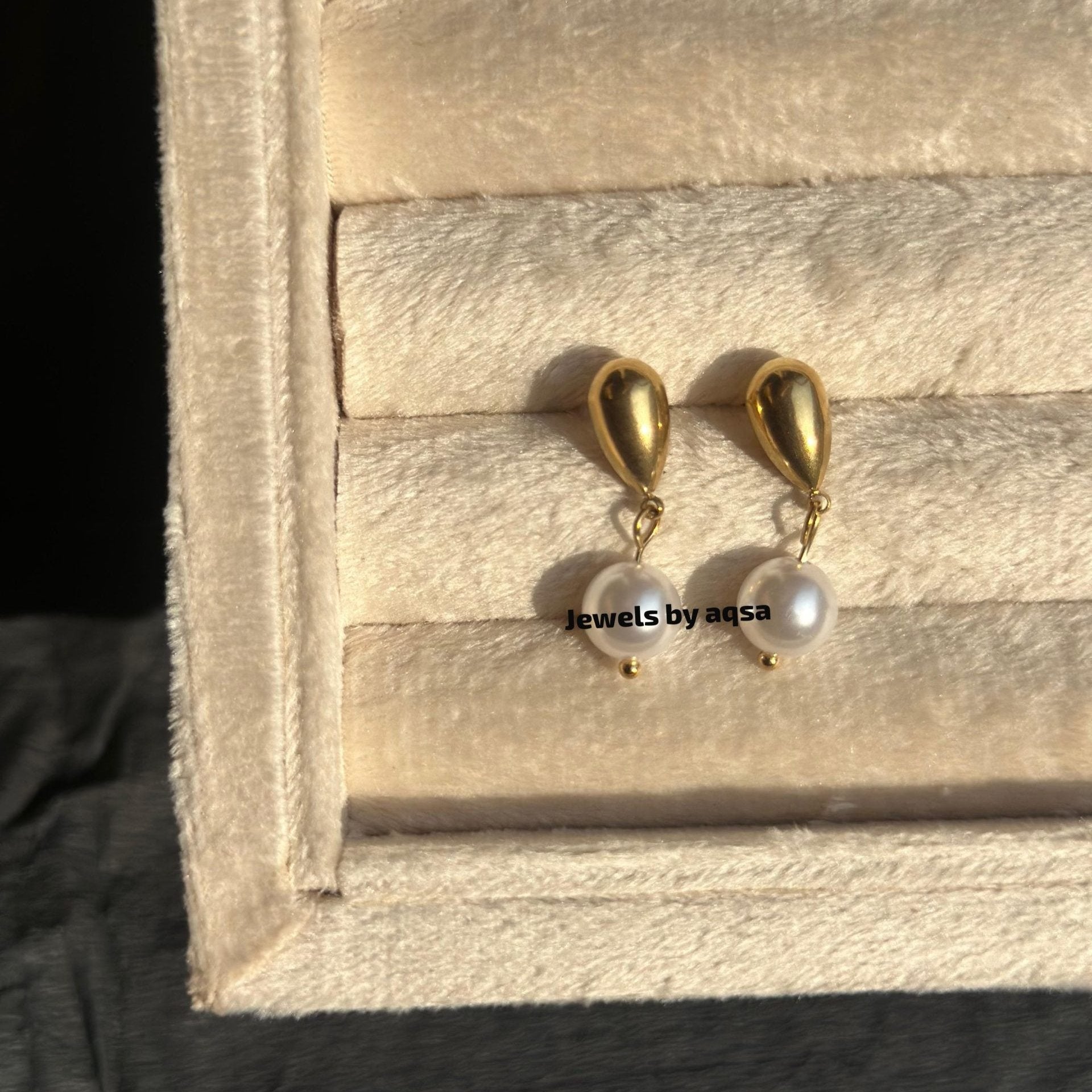 Stainless Steel Pearl Gold Earrings