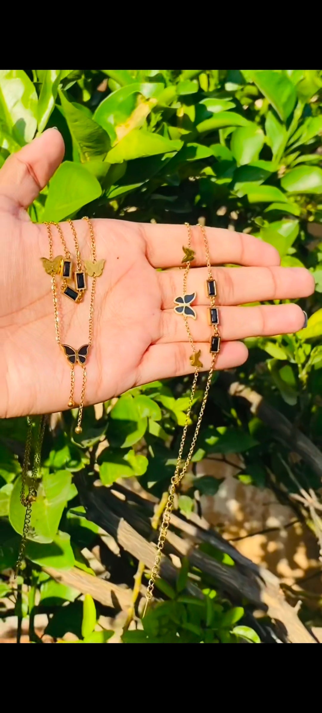 Butterfly Double Chain Pendant & Bracelet