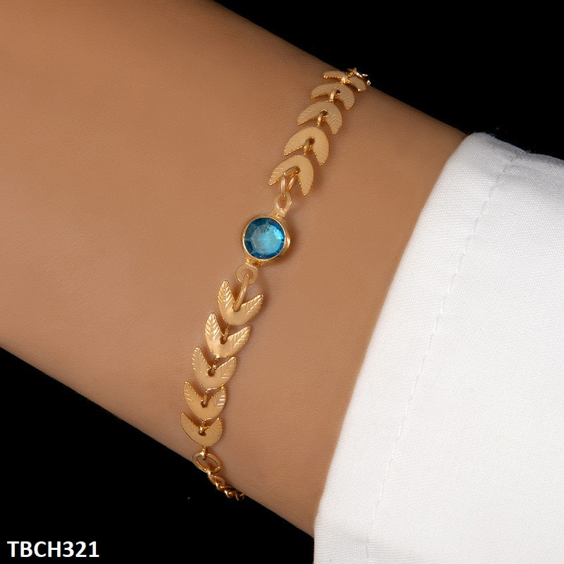 TBCH321 YYE Aqua Circle Arrow Bracelet Adjustable - CBCH