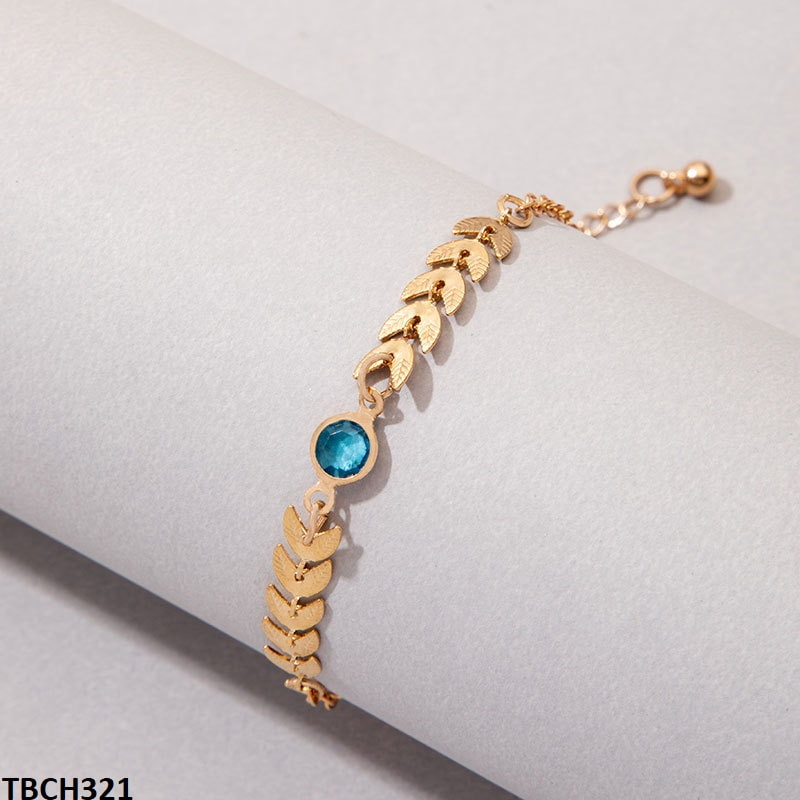 TBCH321 YYE Aqua Circle Arrow Bracelet Adjustable - CBCH