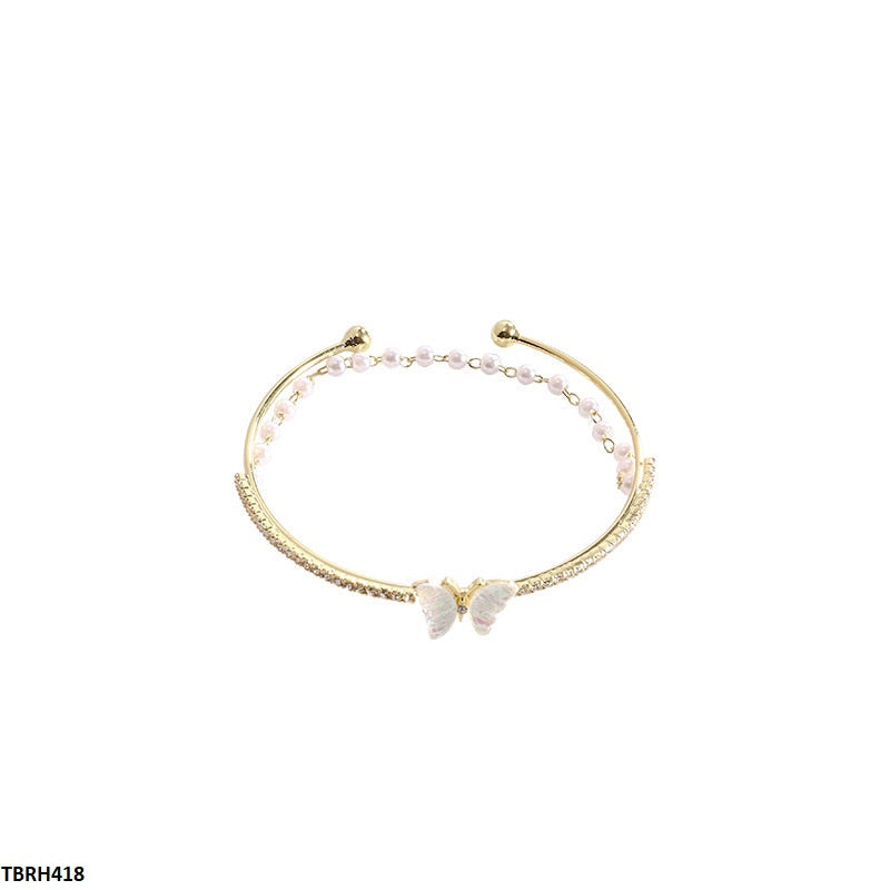 TBRH418 HJF Butterfly Pearl Drop Bracelet Adjustable - TBRH