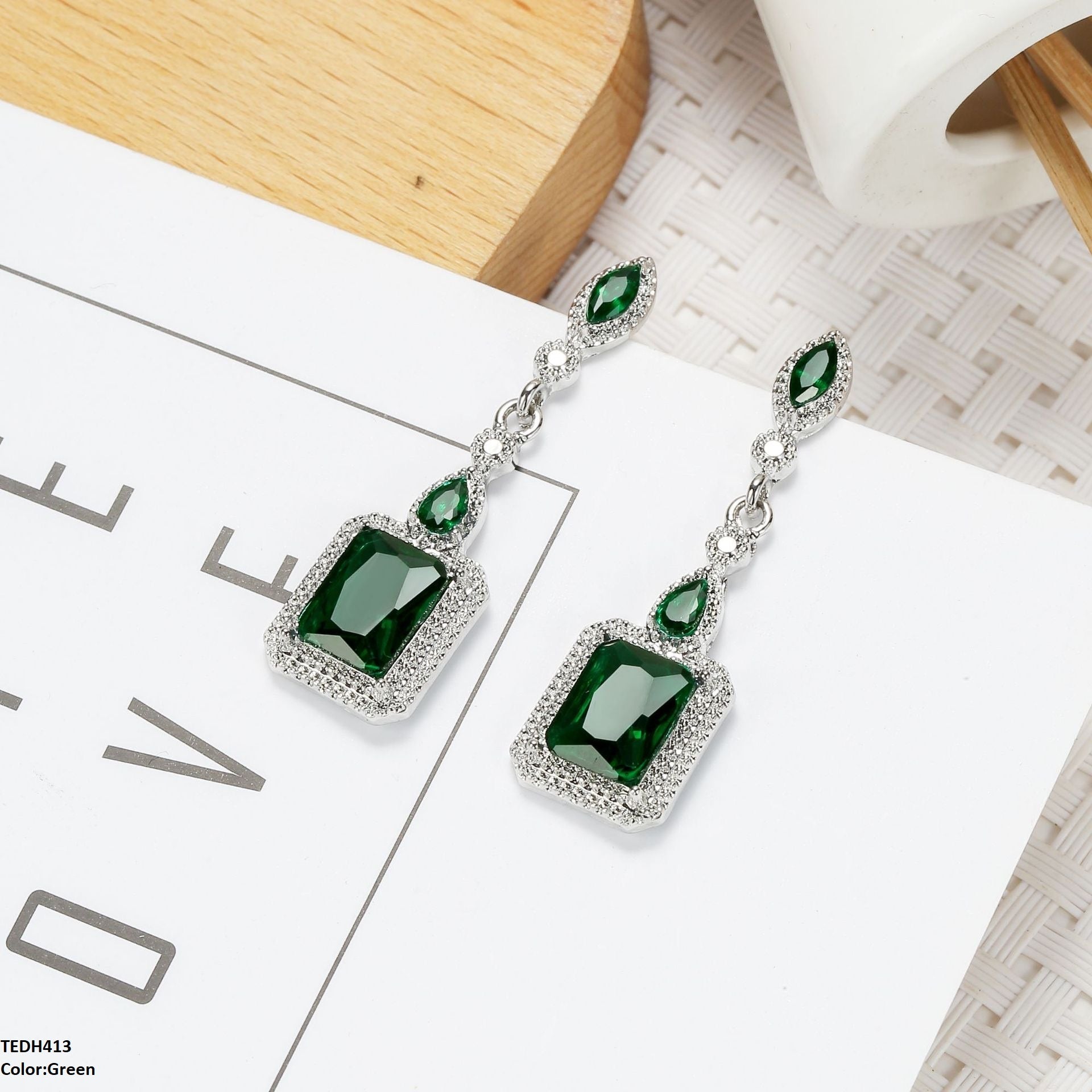 TEDH413 YLE Marquise/Square Drop Earrings - TEDH