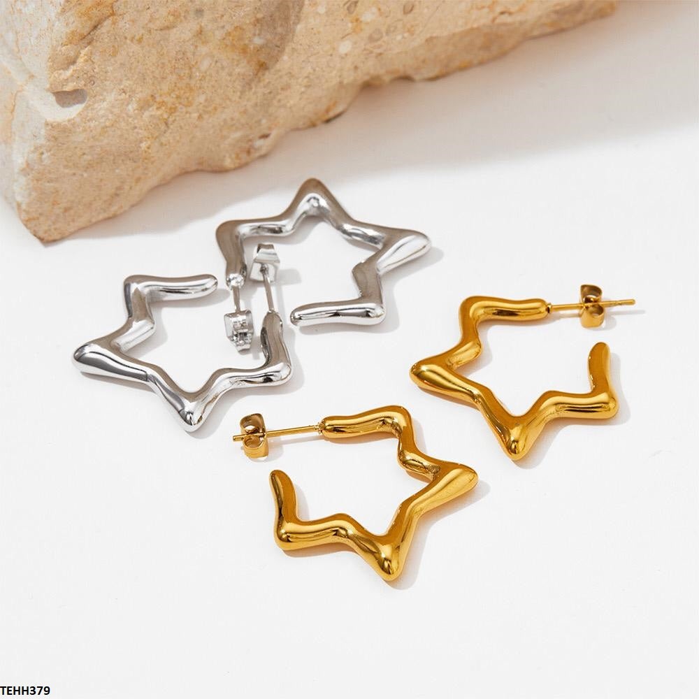 TEHH379 YYE Star Ear Hoops Pair -CEHH