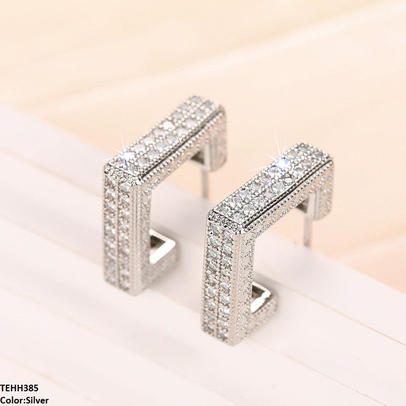 TEHH385 CSH Half Square Ear Hoops Pair -CEHH