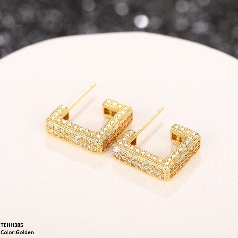 TEHH385 CSH Half Square Ear Hoops Pair -CEHH