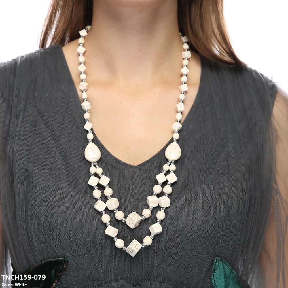 TNCH159 MHJ Layer Box Faroza Beads Necklace - TNCH