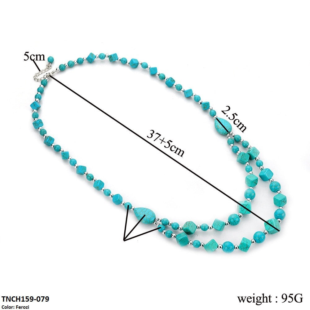 TNCH159 MHJ Layer Box Faroza Beads Necklace - TNCH