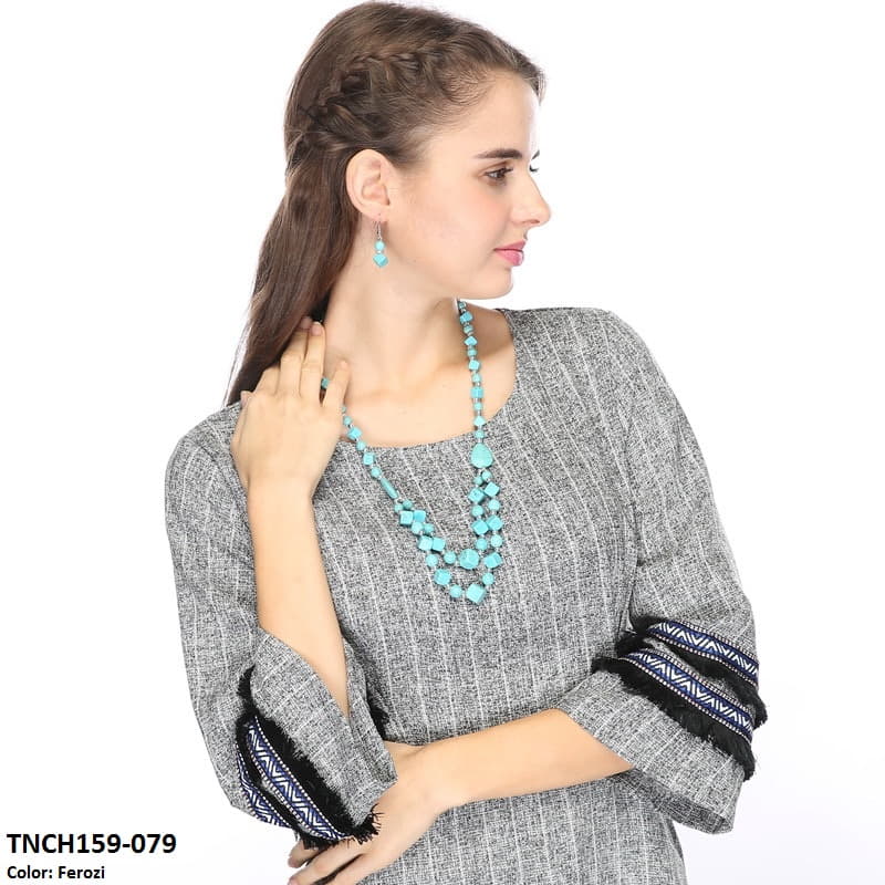 TNCH159 MHJ Layer Box Faroza Beads Necklace - TNCH