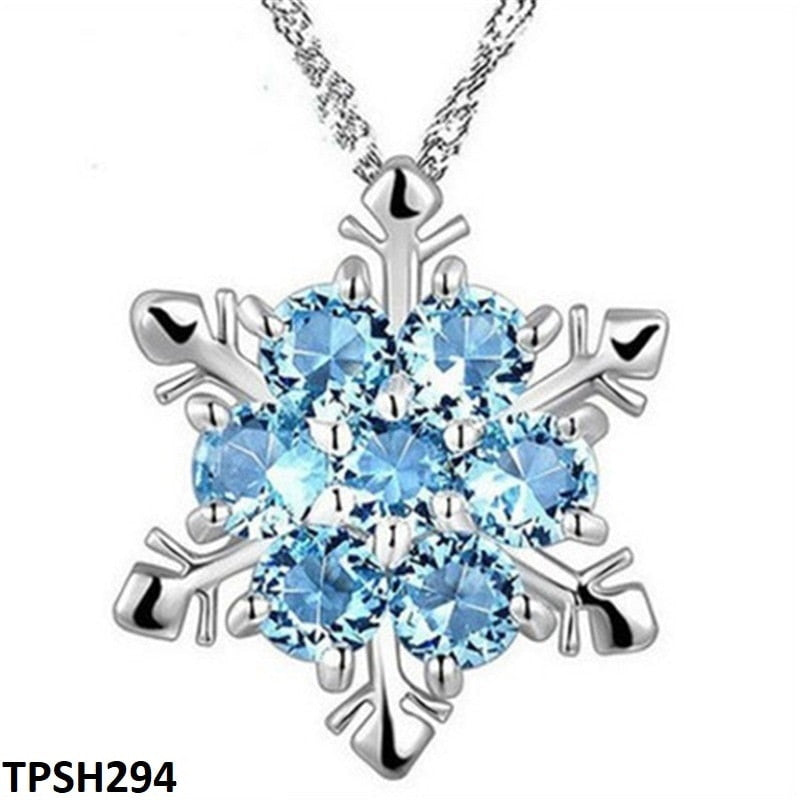 TPSH294 JMN Aqua Flower Star Curb Chain Pendant - CPSH