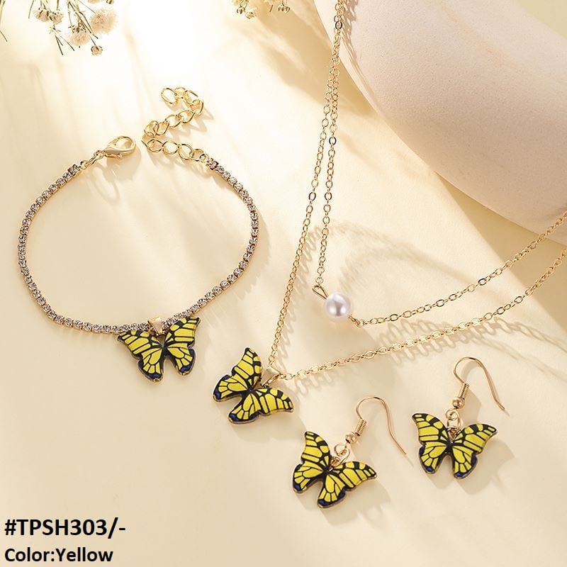 TPSH303 JMN Shaded Butterfly Pendant Set - CPSH