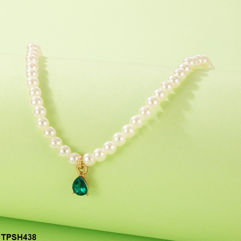 TPSH438 YYE Pear Pendent With Pearl Chain - TPSH