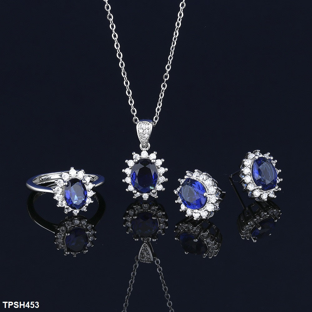 TPSH453 BLX Oval Flower Pendant Set - TPSH