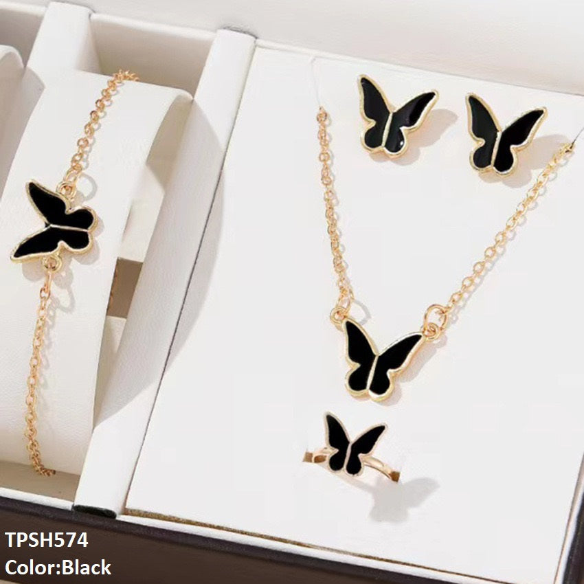 TPSH574 ZXS Painted Butterfly Pendant Set - CPSH