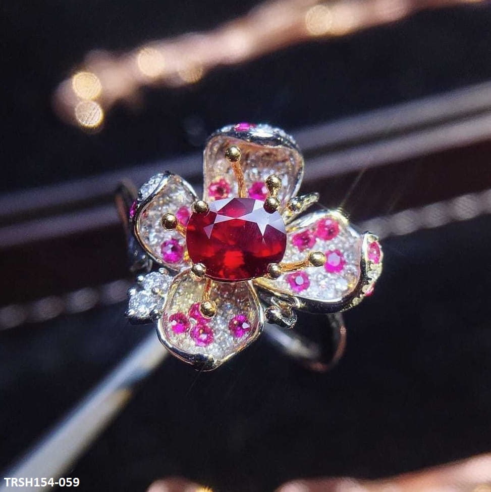 TRSH154 KRL Cushion Flower Adjustable Ring - TRSH