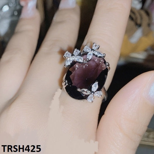 TRSH425 YJF Oval Flower Adjustable Ring - TRSH