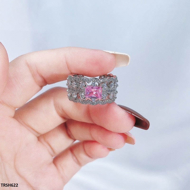 TRSH622 SJS Stylish Pink Stone Ring Adjustable - TRSH