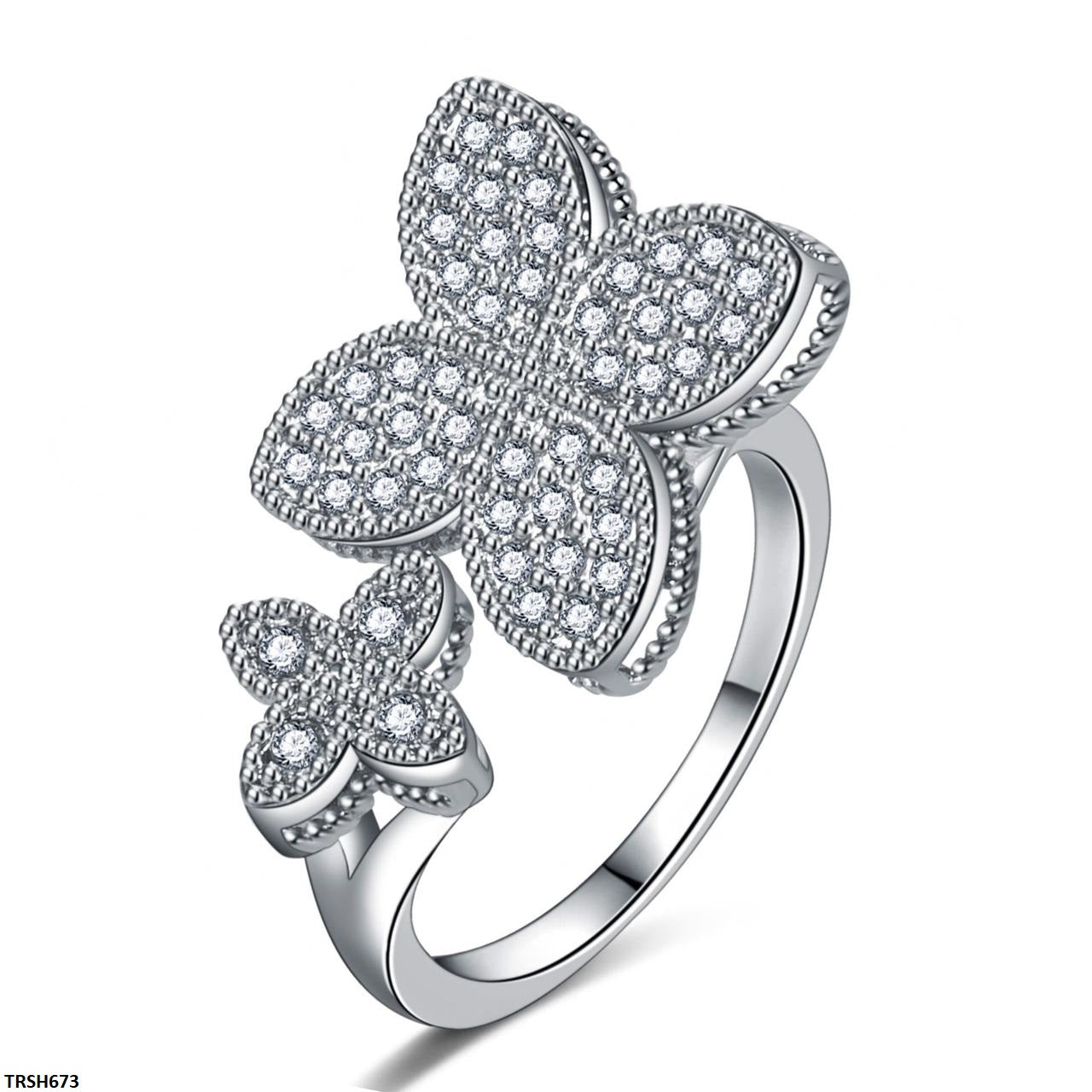 TRSH673 BJF Double Flower Ring Adjustable - TRSH