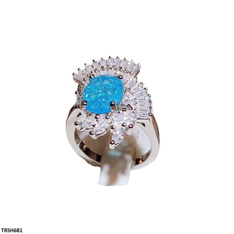 TRSH681 KYC Blue Oval Stone Ring Adjustable - TRSH