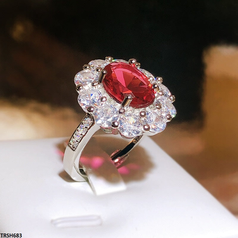 TRSH683 KYC Red Oval Stone Ring - TRSH