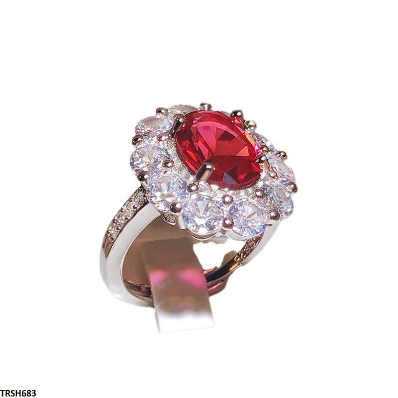 TRSH683 KYC Red Oval Stone Ring - TRSH