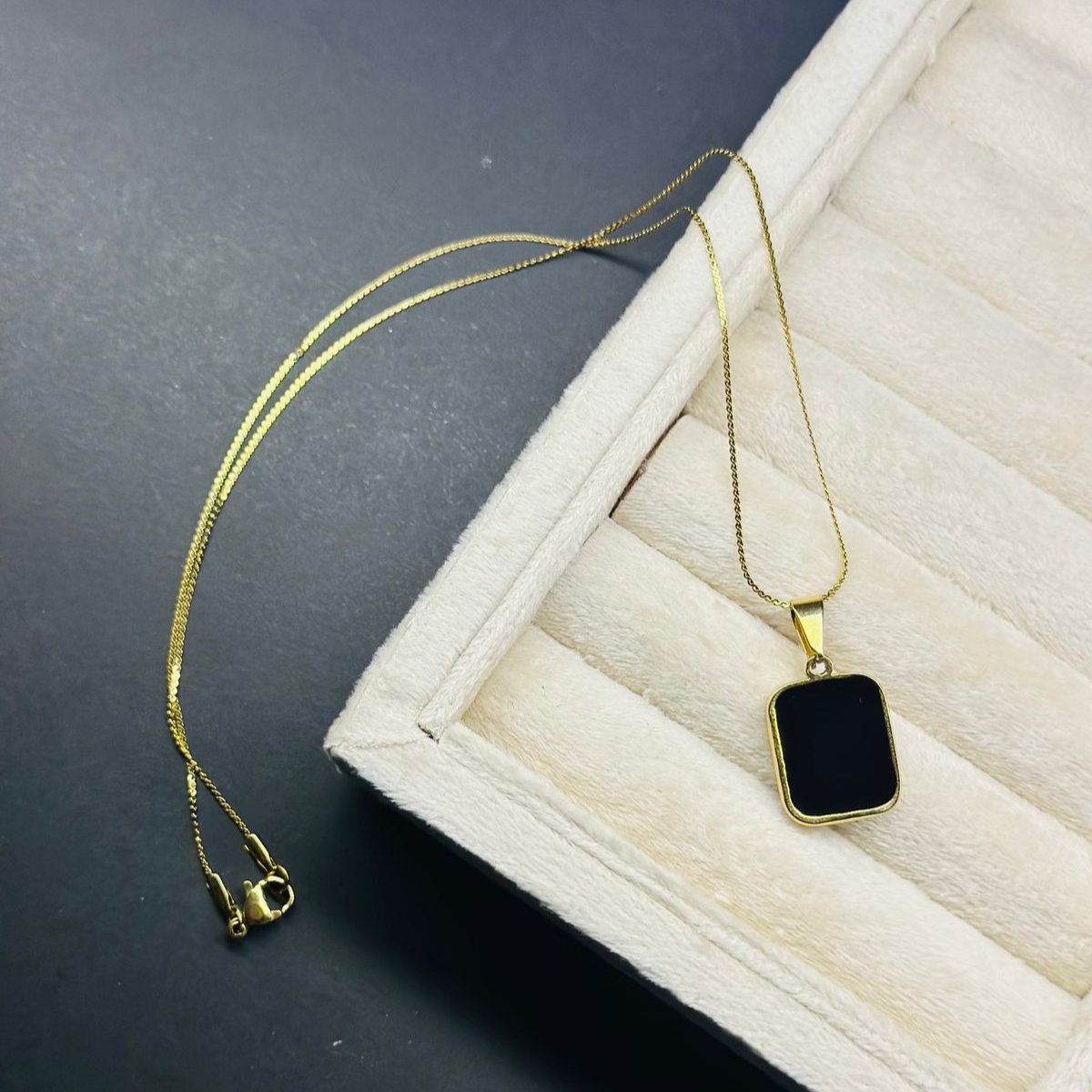 Stainless Steel Black Stone Necklace