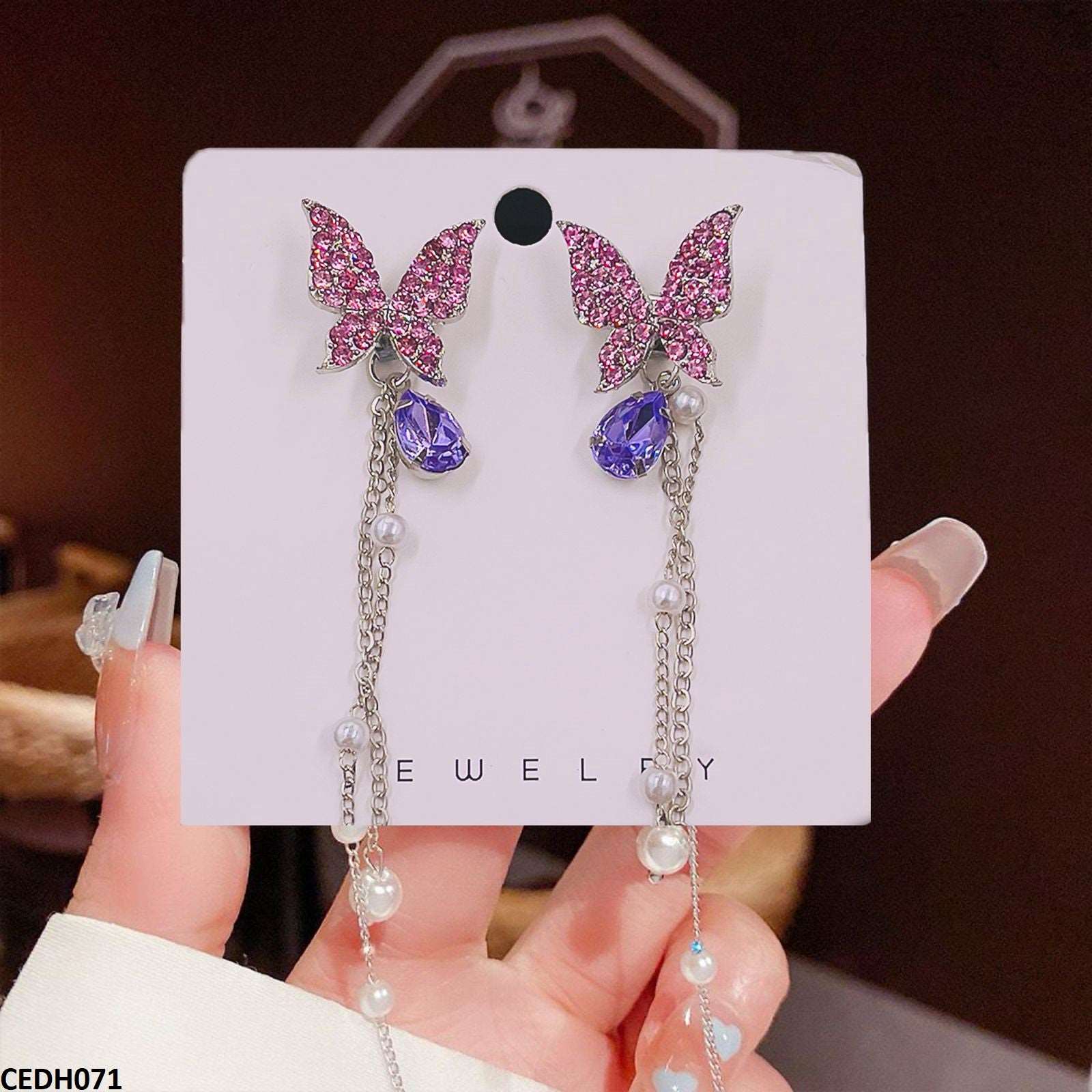 CEDH071 LSH Butterfly Drop Earrings Pair - CEDH