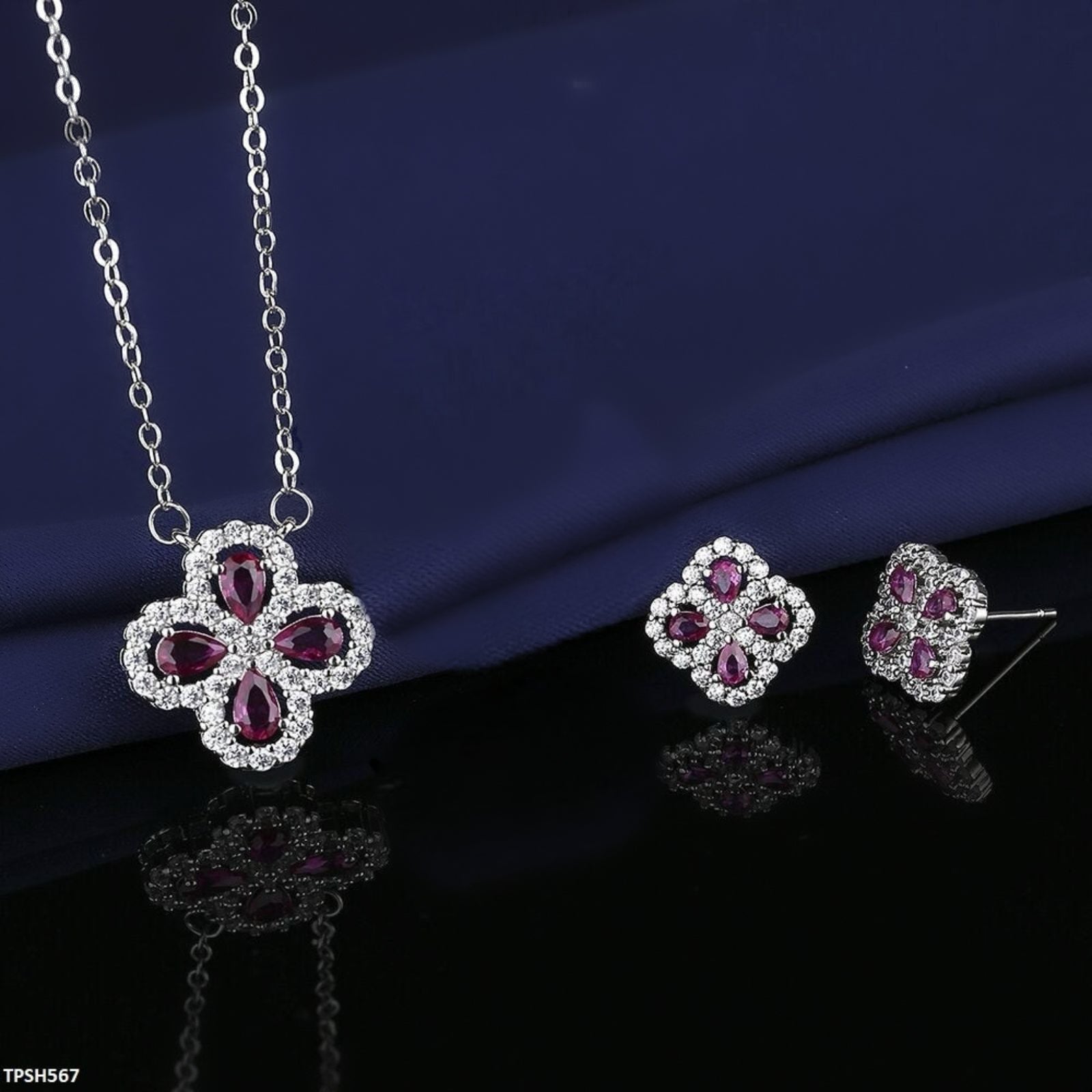 TPSH567 BLX Tear/Flower Pendent Set - TPSH